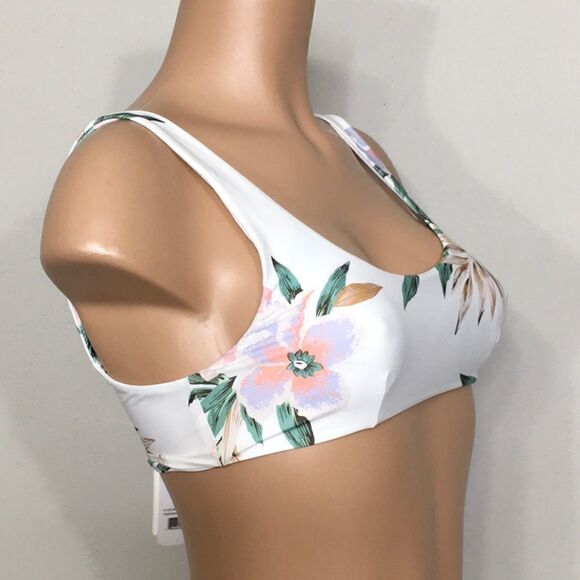 New. Volcom white and floral bikini top. - Picture 2 of 3